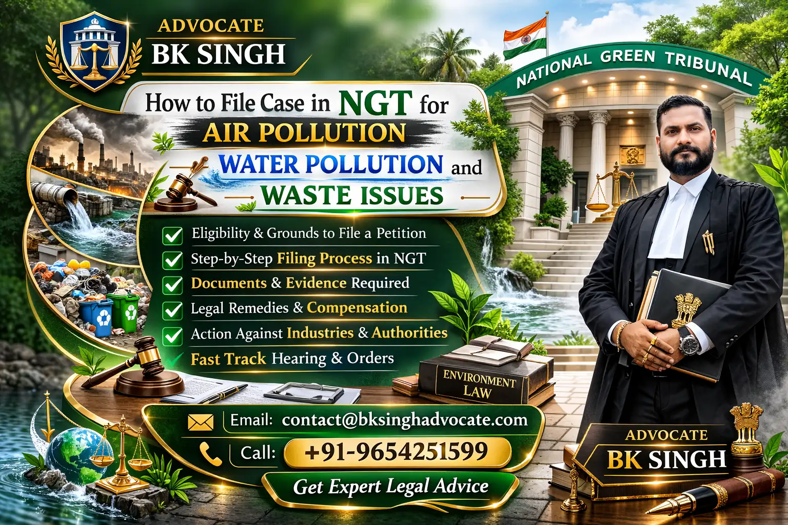 How to file case in ngt for air pollution water pollution and waste issues